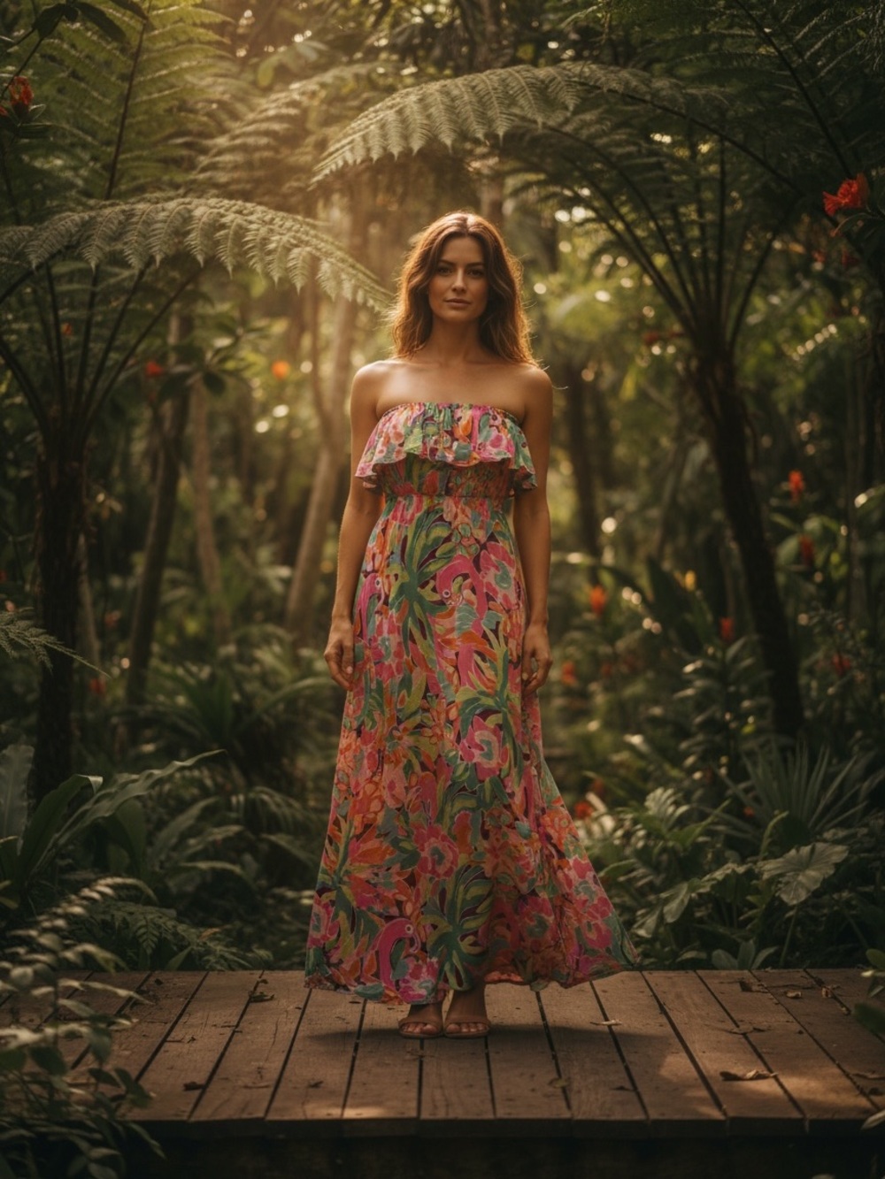 Lilly Pulitzer Strapless Tropical Print Maxi Dress Size L - Picture 10 of 10